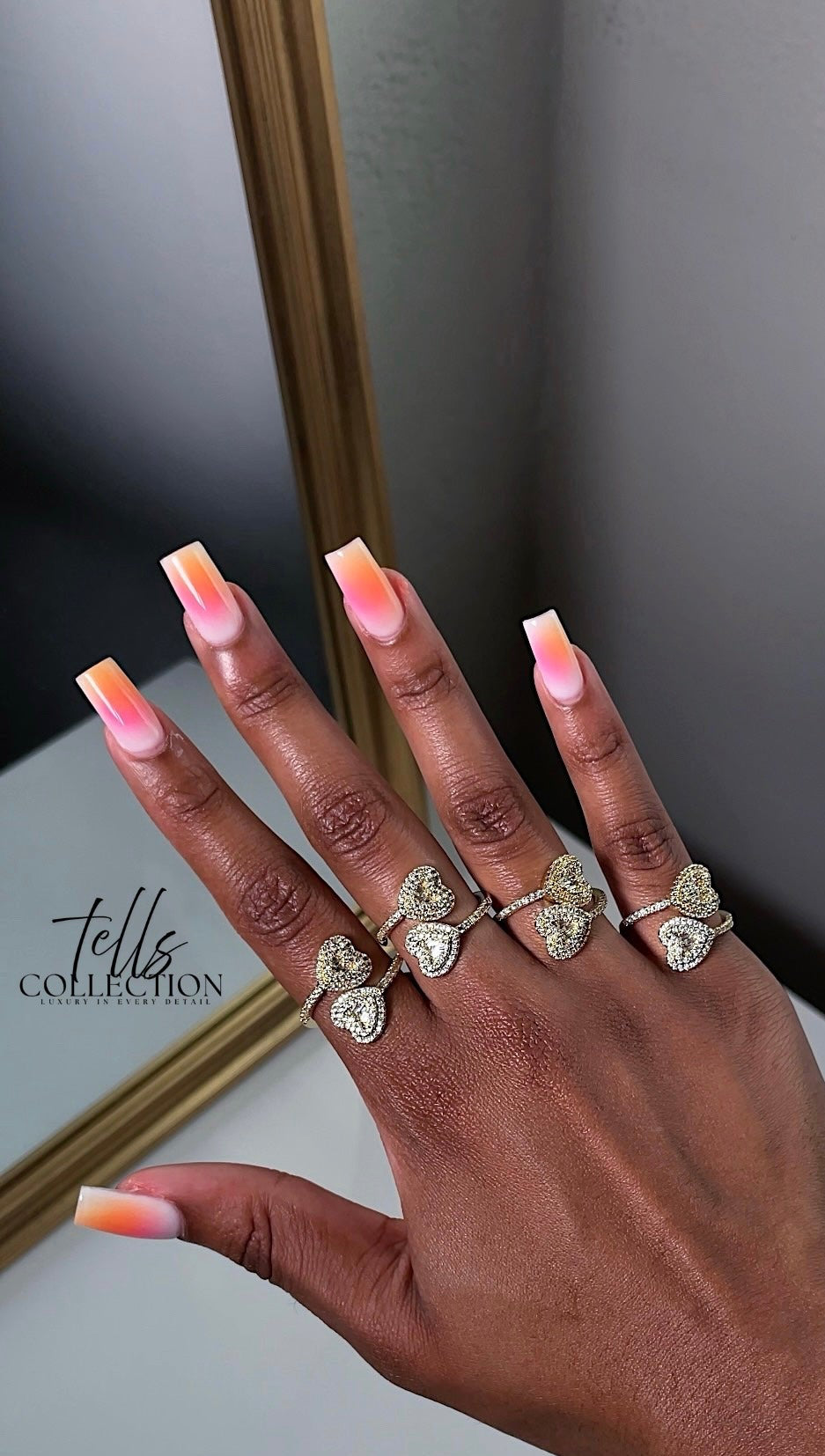 Adjustable double heart ring